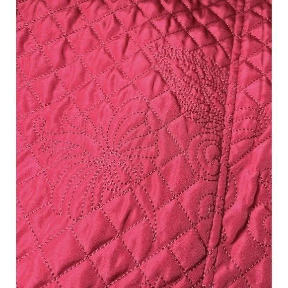 RQT Womens Size PM Quilted Jacket Red Petite Lightweight Button Front Embroidery - Picture 15 of 15